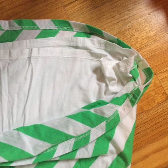 Bright Green White Striped Ruffle Vneck Dress L - Picture 4 of 7